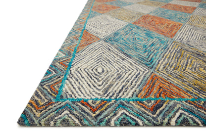 The Spectrum SPE-02 Sunset / Ocean Area Rug offers glowing sunset and serene ocean sophistication and geometric and eclectic charm in a hooked wool area rug