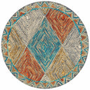 The Spectrum SPE-02 Sunset / Ocean Area Rug offers glowing sunset and serene ocean sophistication and geometric and eclectic charm in a hooked wool area rug