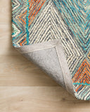 The Spectrum SPE-02 Sunset / Ocean Area Rug offers glowing sunset and serene ocean sophistication and geometric and eclectic charm in a hooked wool area rug
