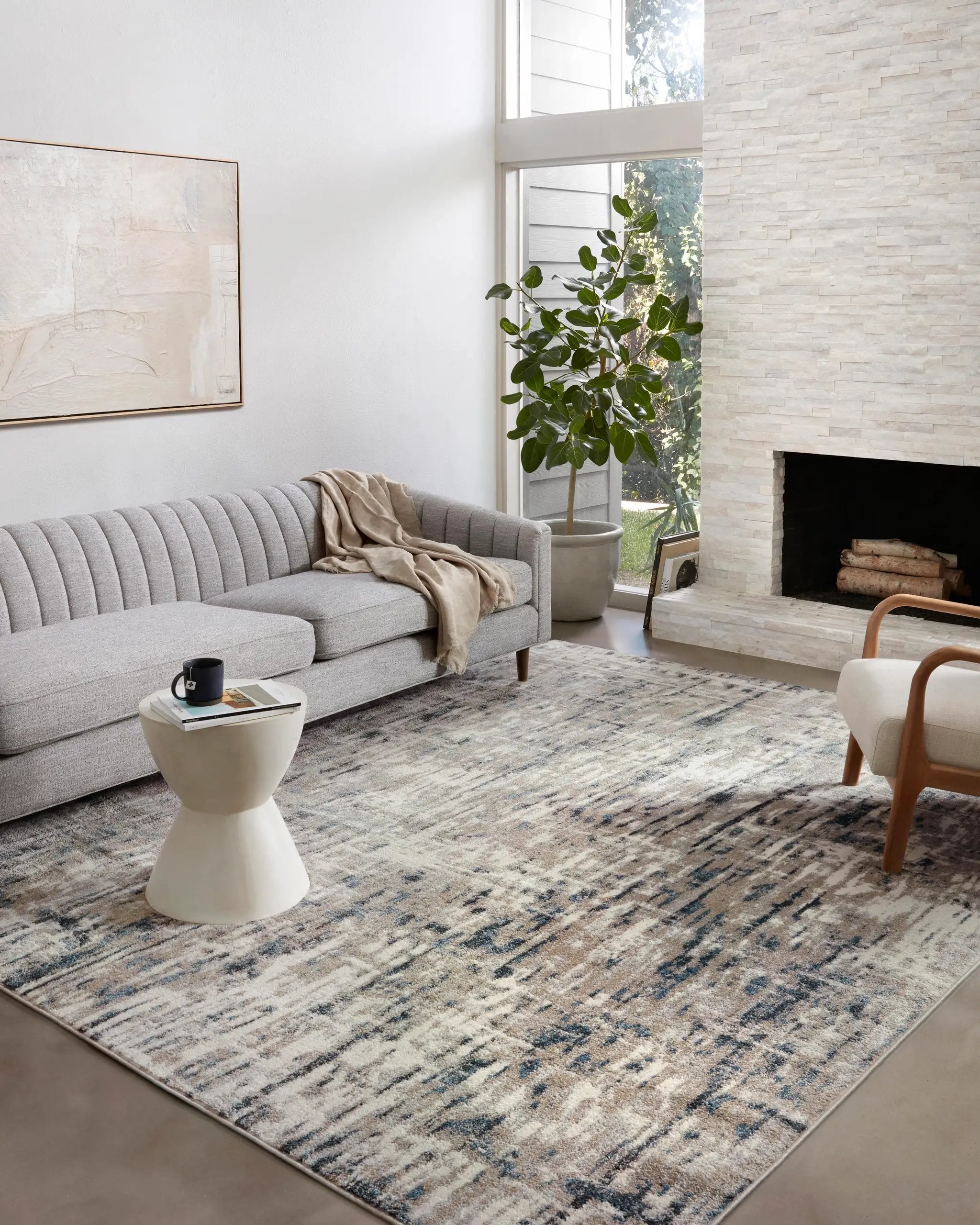 Spirit SPI-02 Stone / Blue Area Rug by Loloi