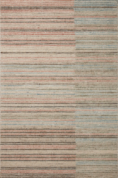 The Stiles STI-03 Beige / Multi Area Rug showcases warm beige and vibrant multi-toned tones in a hand-tufted 100% wool area rug with colorblock and ribbed style