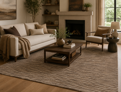 With luxurious mocha and refined ivory hues, the Sunday SUN-01 Mocha / Ivory Area Rug is a hand-tufted wool area rug that elevates any room