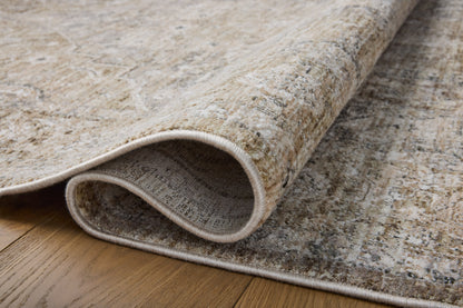 The Tabitha TAI-01 Khaki / Slate Area Rug showcases khaki and cool slate tones in a power-loomed polyester area rug with traditional style