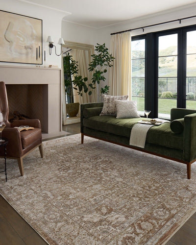 Featuring warm natural and earthy clay hues and traditional detail, the Tabitha TAI-01 Natural / Clay Area Rug is a power-loomed polyester area rug for any room