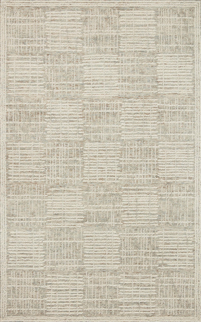 A hand-tufted 100% wool area rug with abstract and linear flair in soft misty and refined ivory tones, the Tallulah TLL-02 Mist / Ivory Area Rug anchors any room