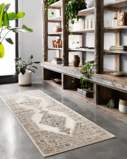 Rich in cozy oatmeal and refined ivory hues with contemporary detail, the Teagan TEA-02 Oatmeal / Ivory Area Rug is a power-loomed polypropylene and polyester area rug built for style and comfort