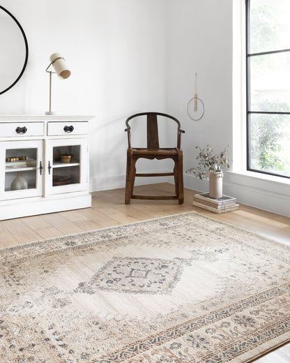 Rich in cozy oatmeal and refined ivory hues with contemporary detail, the Teagan TEA-02 Oatmeal / Ivory Area Rug is a power-loomed polypropylene and polyester area rug built for style and comfort