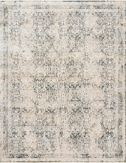 The Theia THE-01 Natural / Ocean Area Rug transforms any space with warm natural and serene ocean tones in a power-loomed polyester pile and rayon area rug
