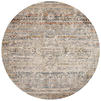 The Theia THE-03 Taupe / Multi Area Rug is a power-loomed polyester pile and rayon area rug that radiates versatile taupe and vibrant multi-toned charm