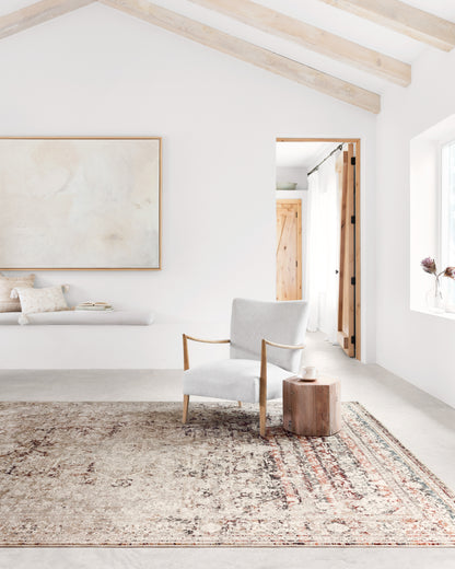 The Theia THE-05 Taupe / Brick Area Rug showcases versatile taupe and rich brick tones in a power-loomed polyester pile and rayon area rug