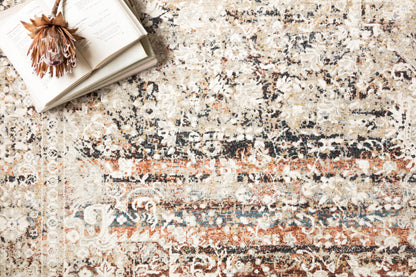 The Theia THE-05 Taupe / Brick Area Rug showcases versatile taupe and rich brick tones in a power-loomed polyester pile and rayon area rug