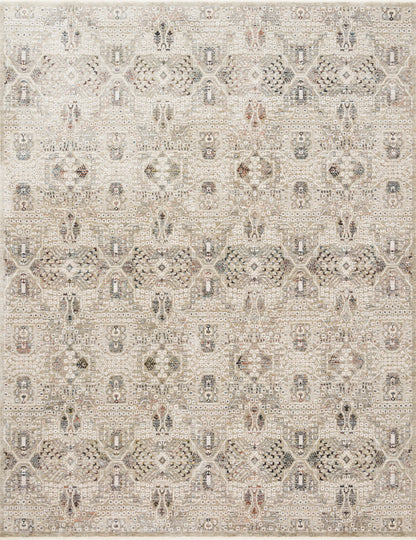 Featuring striking granite and refined ivory hues, the Theia THE-06 Granite / Ivory Area Rug is a power-loomed polyester pile and rayon area rug for any room