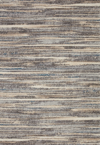 Crafted as a power-loomed polypropylene and polyester area rug, the Theory THY-01 Mist / Beige Area Rug brings soft misty and warm beige warmth and transitional character to your space