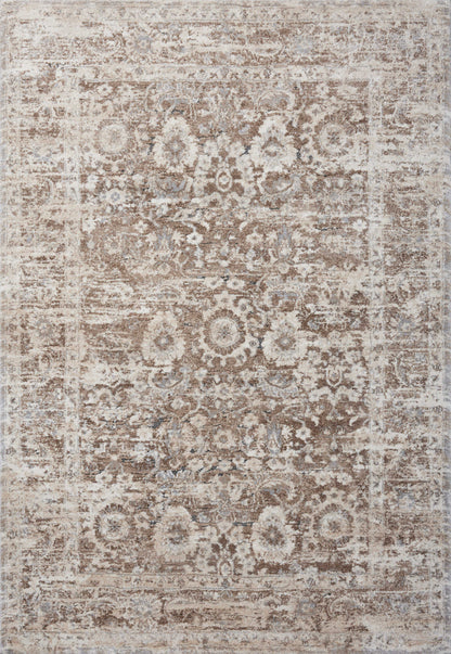 Designed with transitional artistry in luxurious mocha and warm natural hues, the Theory THY-06 Mocha / Natural Area Rug is a power-loomed polypropylene and polyester area rug that stands out
