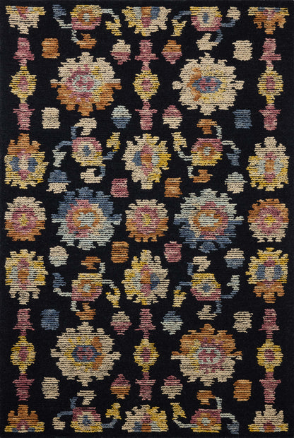 With dramatic midnight and vibrant multi-toned hues and floral and high-low textured styling, the Tilly TIL-04 Midnight / Multi Area Rug is a hand-tufted wool area rug that elevates any room