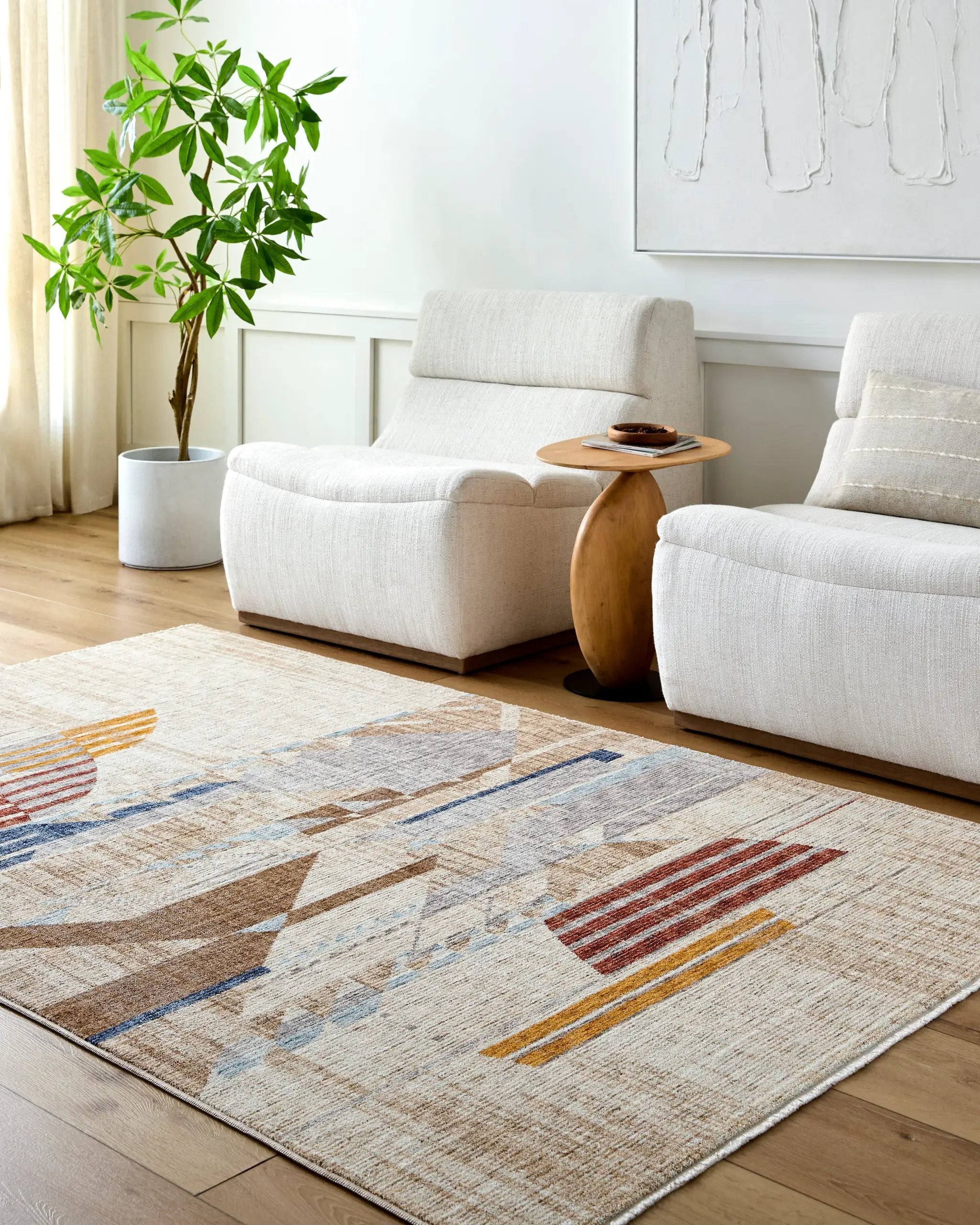 Usonia USO-2303 White Area Rug by Frank Lloyd Wright Foundation x LIVABLISS