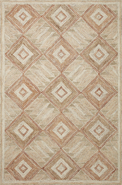 Expertly crafted as a hand-tufted 100% wool area rug with graphic artistry, the Varena VAR-01 Sand / clay Area Rug captures sandy and earthy clay tones beautifully
