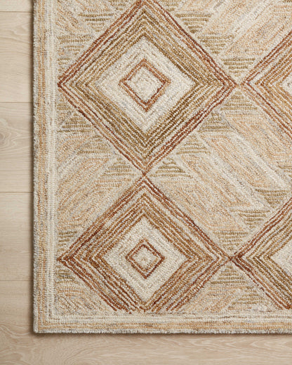 Expertly crafted as a hand-tufted 100% wool area rug with graphic artistry, the Varena VAR-01 Sand / clay Area Rug captures sandy and earthy clay tones beautifully