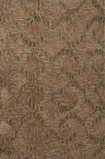 Finished in warm rust and grounded bark tones with graphic styling, the Varena VAR-03 Rust / Bark Area Rug is a hand-tufted 100% wool area rug for modern living