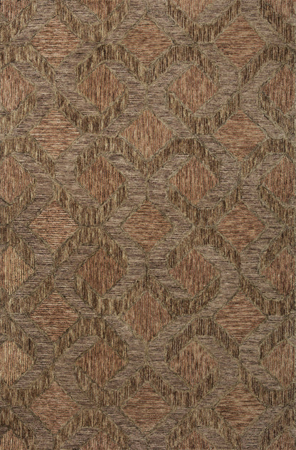 Finished in warm rust and grounded bark tones with graphic styling, the Varena VAR-03 Rust / Bark Area Rug is a hand-tufted 100% wool area rug for modern living