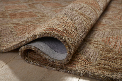 Finished in warm rust and grounded bark tones with graphic styling, the Varena VAR-03 Rust / Bark Area Rug is a hand-tufted 100% wool area rug for modern living