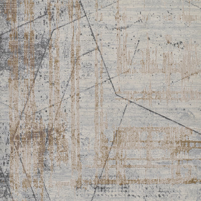 Momeni Vera VRA-2 Blue Area Rug, modern abstract rug with blue and ivory architectural pattern