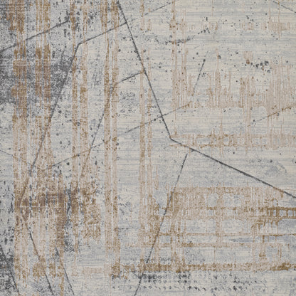 Momeni Vera VRA-2 Blue Area Rug, modern abstract rug with blue and ivory architectural pattern