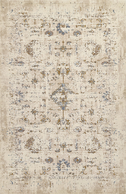 Momeni Vera VRA-5 Beige Area Rug, traditional-inspired rug with distressed medallion pattern
