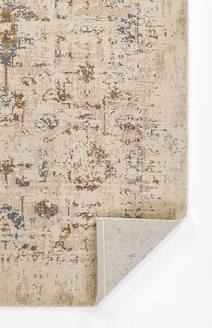 Momeni Vera VRA-5 Beige Area Rug, traditional-inspired rug with distressed medallion pattern