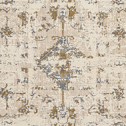 Momeni Vera VRA-5 Beige Area Rug, traditional-inspired rug with distressed medallion pattern