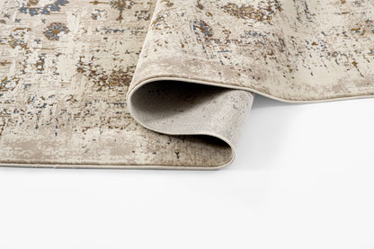 Momeni Vera VRA-5 Beige Area Rug, traditional-inspired rug with distressed medallion pattern