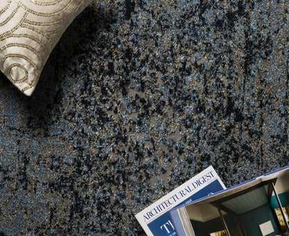A power-loomed polypropylene and polyester area rug in elegant grey and classic navy tones with contemporary and vintage motifs, the Viera VR-07 Grey / Navy Area Rug grounds your room beautifully