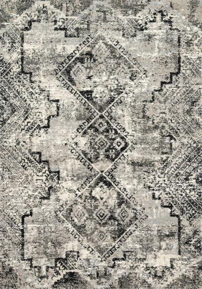 The Viera VR-10 Grey / Black Area Rug showcases elegant grey and dramatic black tones in a power-loomed polypropylene and polyester area rug with contemporary and vintage style