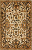 The Victoria VK-02 Ivory / Dk Taupe Area Rug pairs refined ivory and dk taupe tones and traditional patterns in a hooked 100% wool area rug