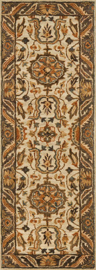 The Victoria VK-02 Ivory / Dk Taupe Area Rug pairs refined ivory and dk taupe tones and traditional patterns in a hooked 100% wool area rug