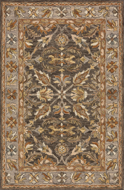 The Victoria VK-06 Dk Taupe / Grey Area Rug blends dk taupe and elegant grey tones and traditional motifs into a hooked 100% wool area rug with timeless appeal