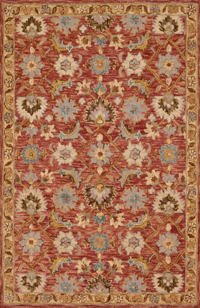 Designed with traditional artistry in rich terracotta and radiant gold hues, the Victoria VK-09 Terracotta / Gold Area Rug is a hooked 100% wool area rug that stands out