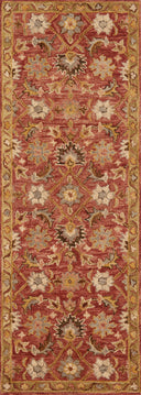 Designed with traditional artistry in rich terracotta and radiant gold hues, the Victoria VK-09 Terracotta / Gold Area Rug is a hooked 100% wool area rug that stands out