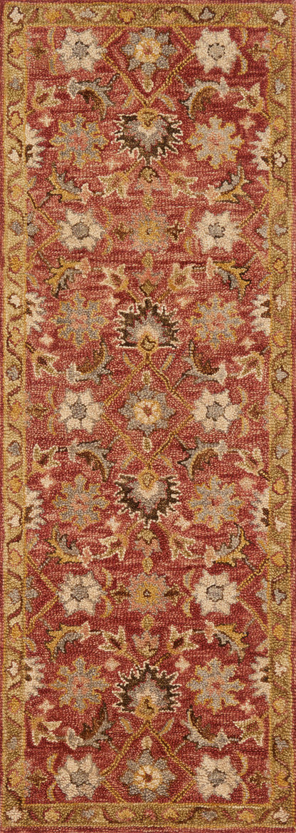 Designed with traditional artistry in rich terracotta and radiant gold hues, the Victoria VK-09 Terracotta / Gold Area Rug is a hooked 100% wool area rug that stands out