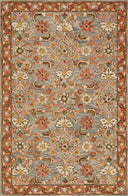 The Victoria VK-10 Slate / Terracotta Area Rug combines cool slate and rich terracotta tones and traditional patterns in a hooked 100% wool area rug for effortless elegance