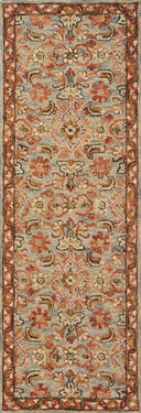 The Victoria VK-10 Slate / Terracotta Area Rug combines cool slate and rich terracotta tones and traditional patterns in a hooked 100% wool area rug for effortless elegance