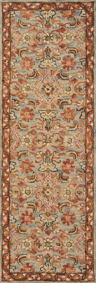 The Victoria VK-10 Slate / Terracotta Area Rug combines cool slate and rich terracotta tones and traditional patterns in a hooked 100% wool area rug for effortless elegance