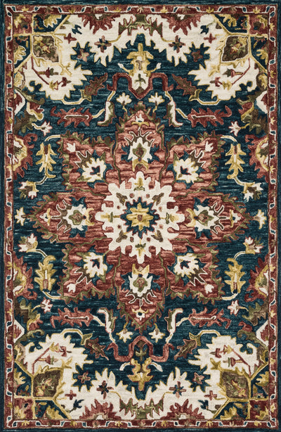 Rich in vibrant teal and raspberry hues with traditional detail, the Victoria VK-13 Teal / Raspberry Area Rug is a hooked 100% wool area rug built for style and comfort
