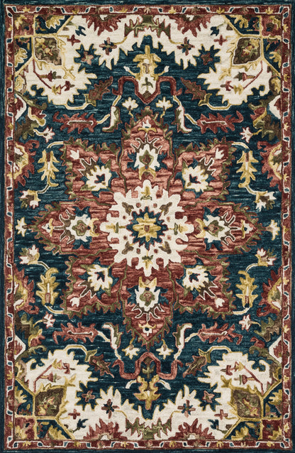 Rich in vibrant teal and raspberry hues with traditional detail, the Victoria VK-13 Teal / Raspberry Area Rug is a hooked 100% wool area rug built for style and comfort
