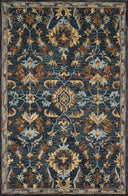 The Victoria VK-14 Denim / Multi Area Rug offers casual denim and vibrant multi-toned sophistication and traditional charm in a hooked 100% wool area rug