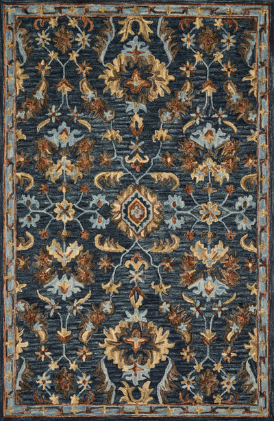 The Victoria VK-14 Denim / Multi Area Rug offers casual denim and vibrant multi-toned sophistication and traditional charm in a hooked 100% wool area rug