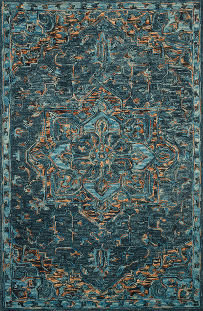 The Victoria VK-15 Teal / Multi Area Rug brings vibrant teal and vibrant multi-toned character and traditional flair to your home in a hooked 100% wool area rug