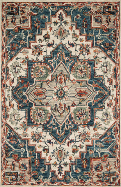 Finished in calming blue and bold red tones with traditional styling, the Victoria VK-16 Blue / Red Area Rug is a hooked 100% wool area rug for modern living