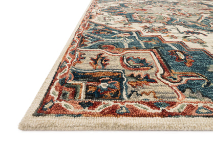 Finished in calming blue and bold red tones with traditional styling, the Victoria VK-16 Blue / Red Area Rug is a hooked 100% wool area rug for modern living