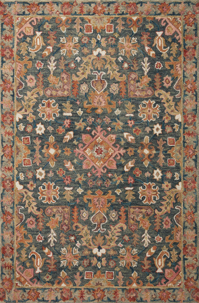 The Victoria VK-22 Navy / Multi Area Rug is a hooked 100% wool area rug that radiates classic navy and vibrant multi-toned charm and traditional elegance